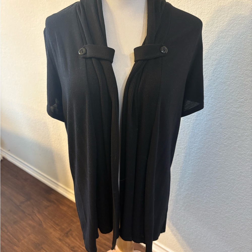 Dressbarn Black Knit Open Front Cardigan